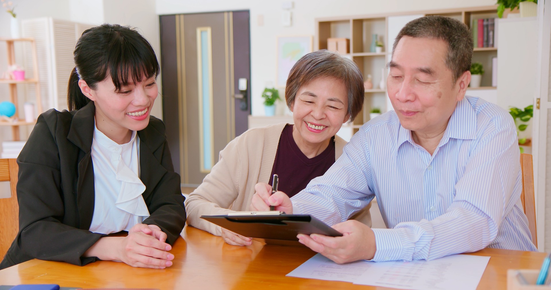 asian elderly couple buy house